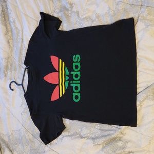 Adidas Black Rasta Classic Big Logo Spellout Crewneck T-Shirt